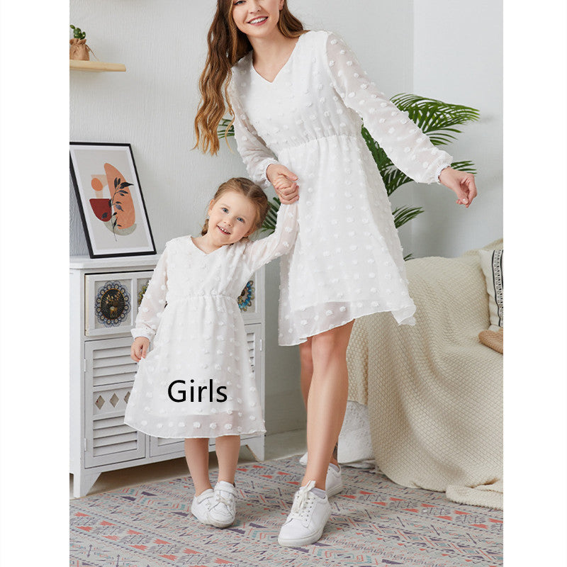 Michelle – Flowing Chiffon Long Sleeve V-Neck Sweet Tunic Dress