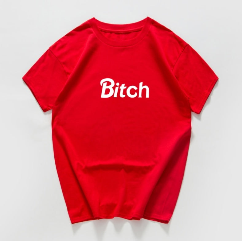 Andrea – Women's T-Shirt with Letter Print and Short Sleeves