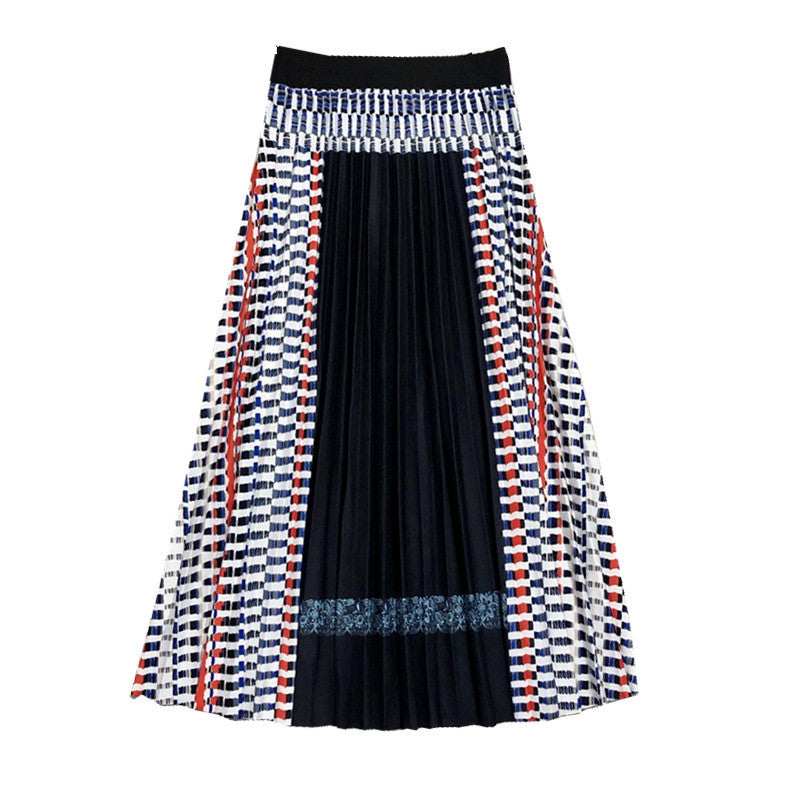 Anne – Bohemian Pleated Skirt with Check Pattern