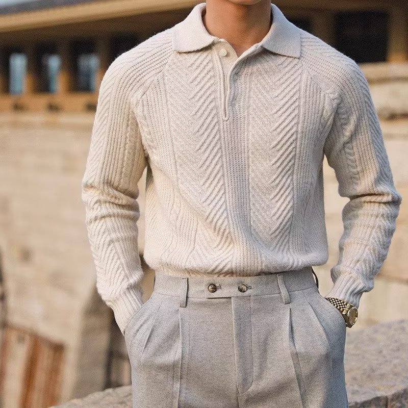 Norman – Men's Winter Knit Sweater with Lapel