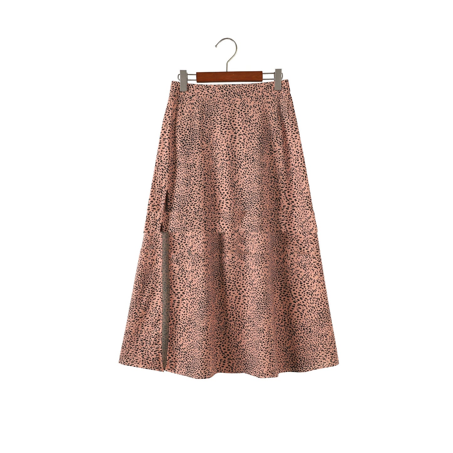 Rose – Long A-Line Skirt with Leopard Print