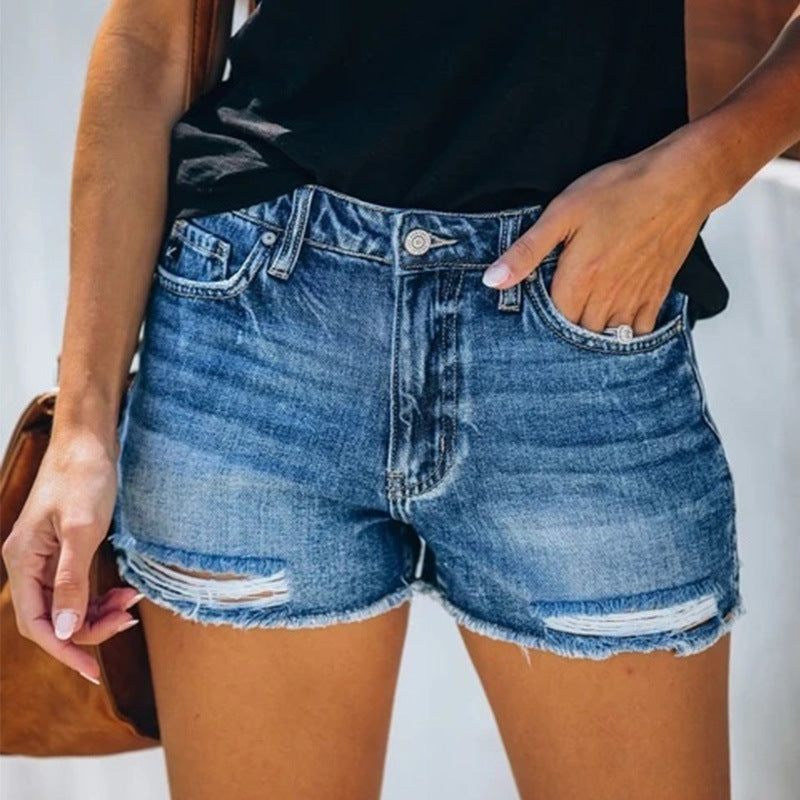 Joanne – Summer Denim Shorts with Fringes