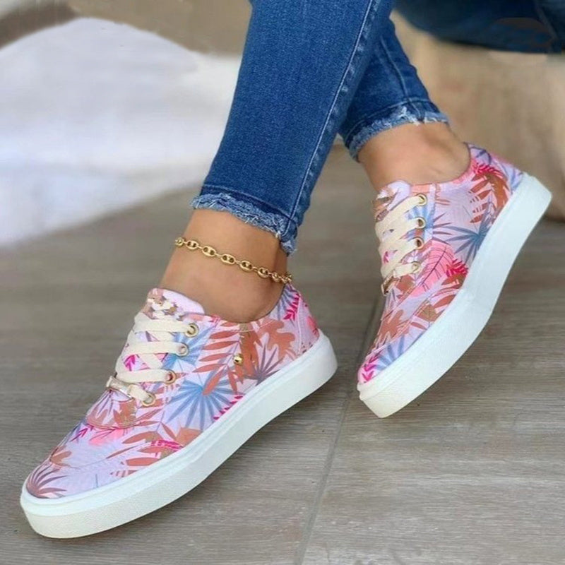 Lynda – Women's Canvas Shoes with Leaf Print