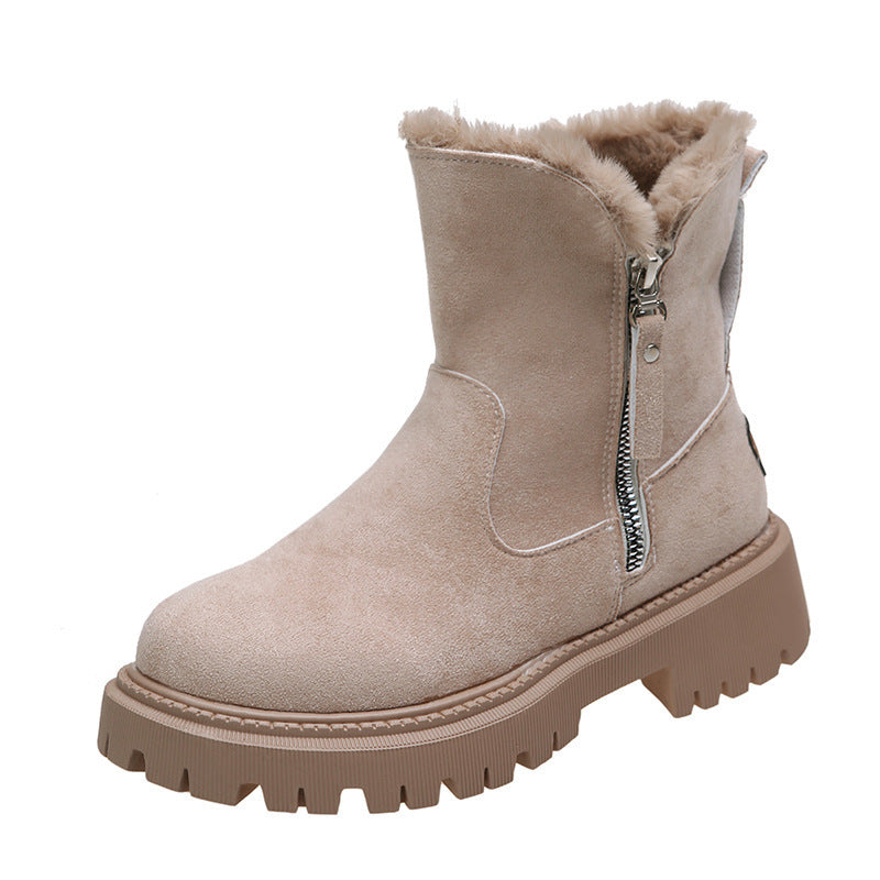 Leah – Thick Plush Snow Boots in Premium Vegan Suede with Non-Slip Sole
