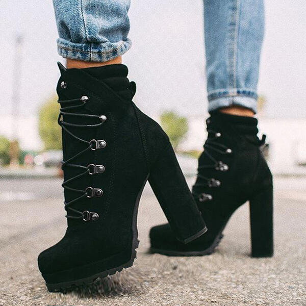 Alison – Fashionable Lace-Up Ankle Boots with Round Toe