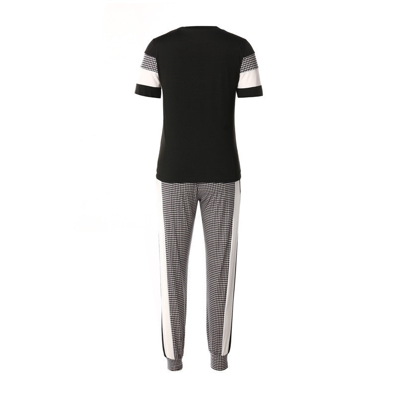 Tamara – Women's Set with Short Sleeve Top and High-Waist Pants