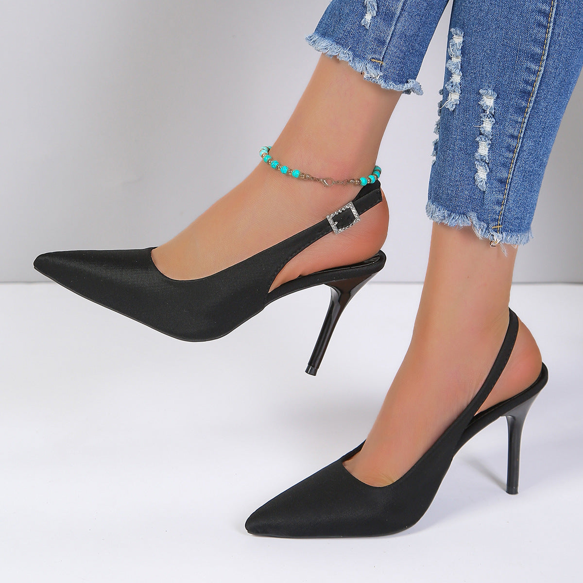Betty – Pointed Toe Sandals with Buckle and Stiletto Heel