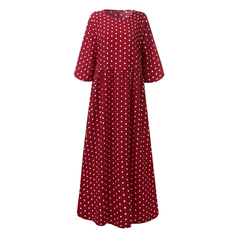 Clara – Elegant Polka Dot Mid Sleeve Women's Tunic Dress
