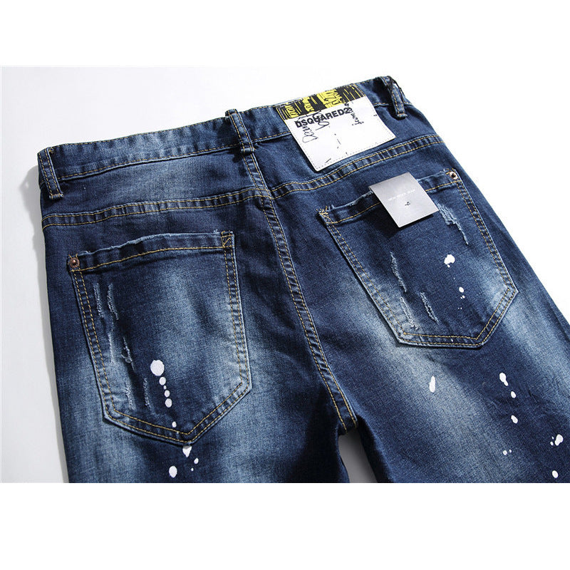 Eddie – Slim Fit Men's Jeans with Zippers and Distressed Details