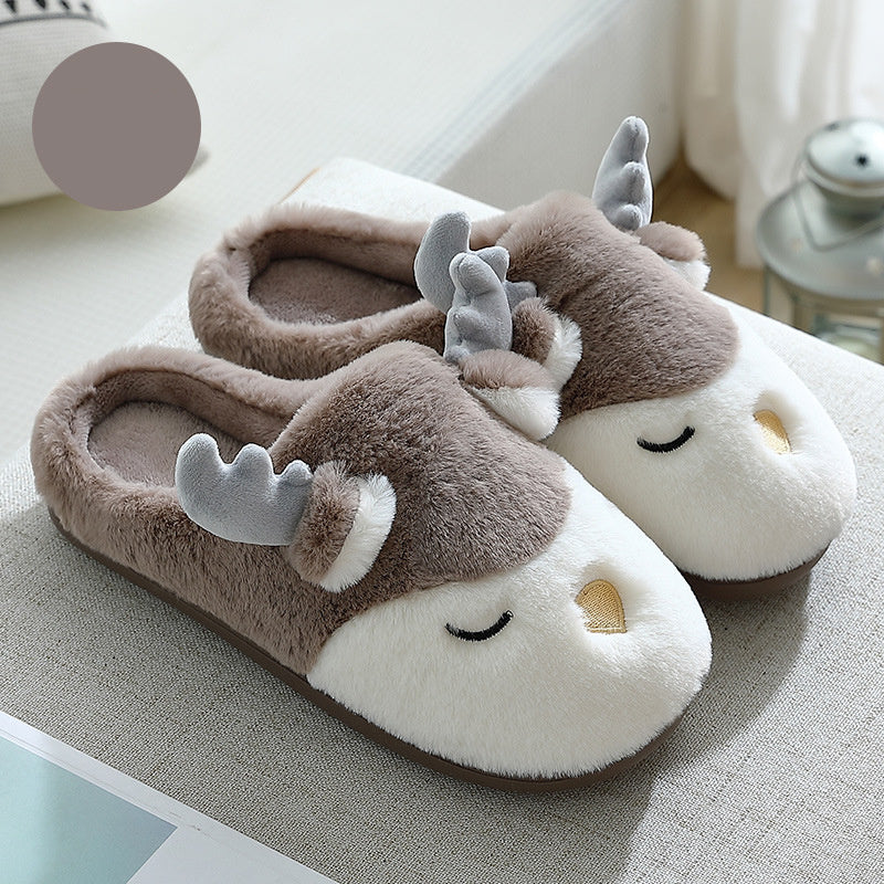 Kelly – Cozy Winter Moose Plush Slippers