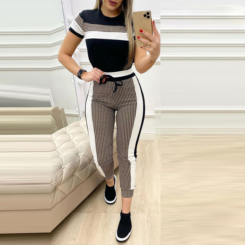 Tamara – Women's Set with Short Sleeve Top and High-Waist Pants