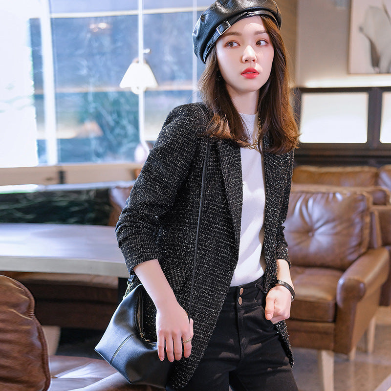 Jasmine – Women's Wool Blazer with Check Pattern