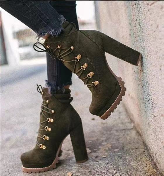 Alison – Fashionable Lace-Up Ankle Boots with Round Toe