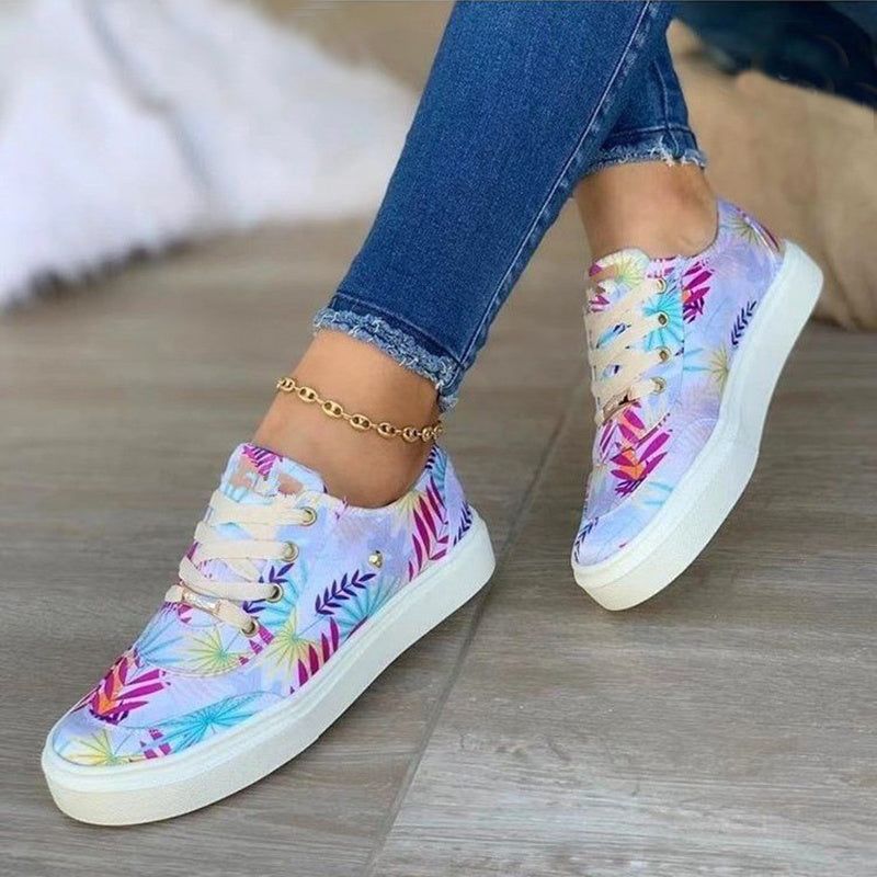 Lynda – Women's Canvas Shoes with Leaf Print