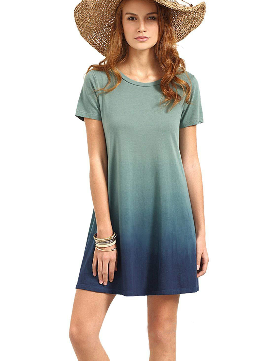 Kathleen – Short-Sleeve Tunic Dress with Tie-Dye Gradient