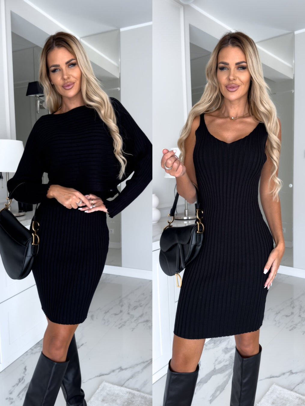 Wendy – Fashionable Two-Piece Women's Outfit with Long-Sleeve Top and Slim Strap Skirt