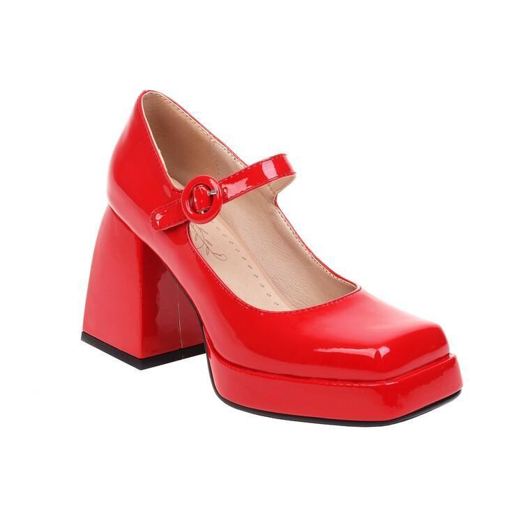 Kathleen – Retro Lolita Thick High Heels in Premium Vegan Leather