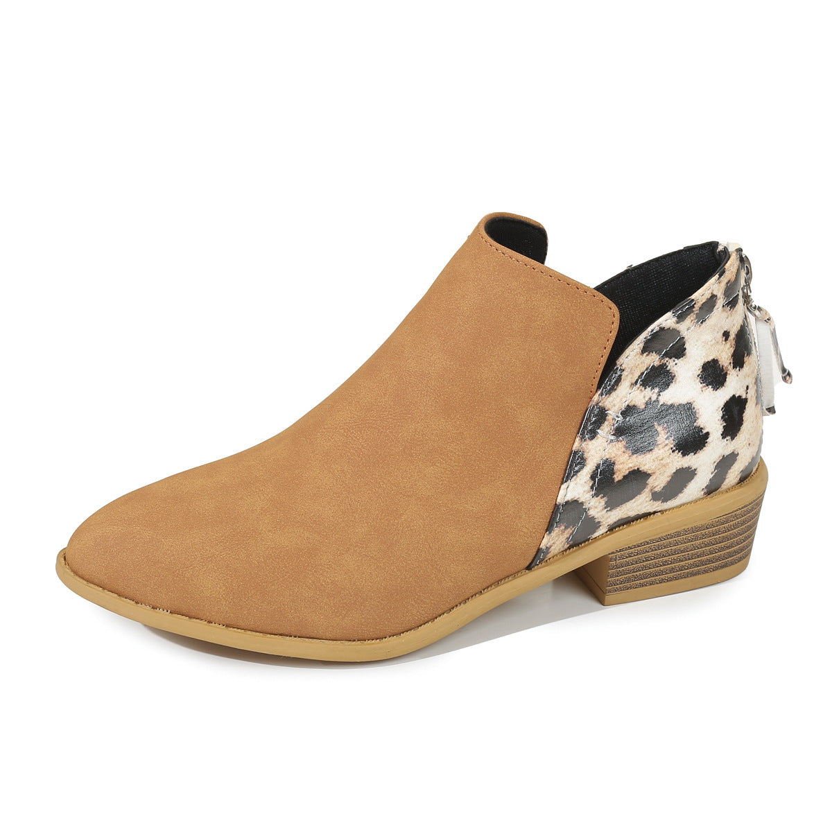 Ann – Fashionable Leopard Print Boots with Pointed Heel and Back Zipper