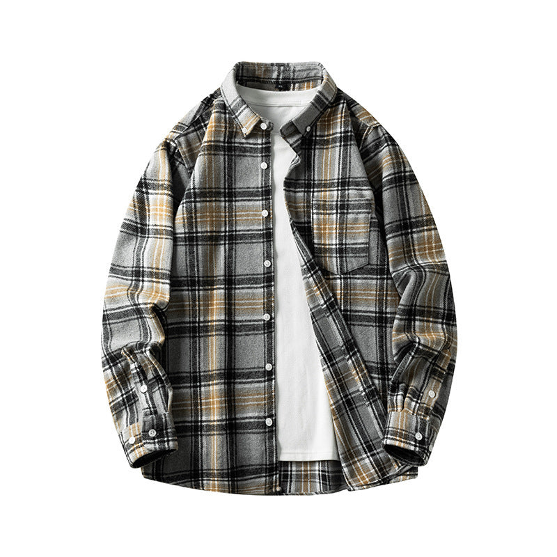 Leonard – Long Sleeve Men's Flannel Shirt with Plaid Pattern