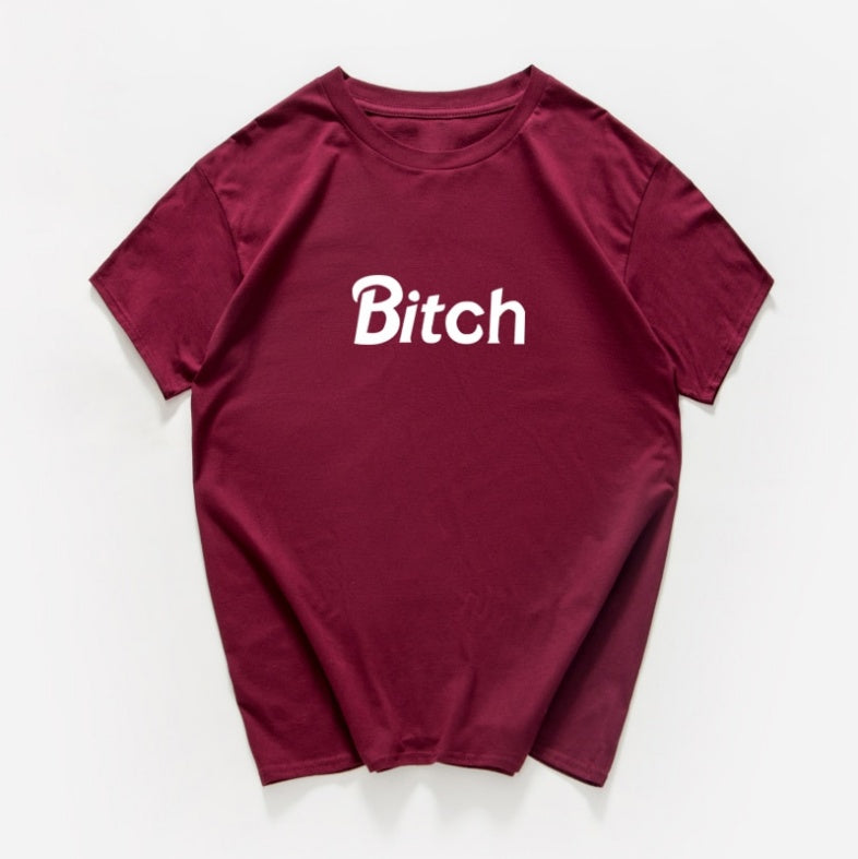 Andrea – Women's T-Shirt with Letter Print and Short Sleeves