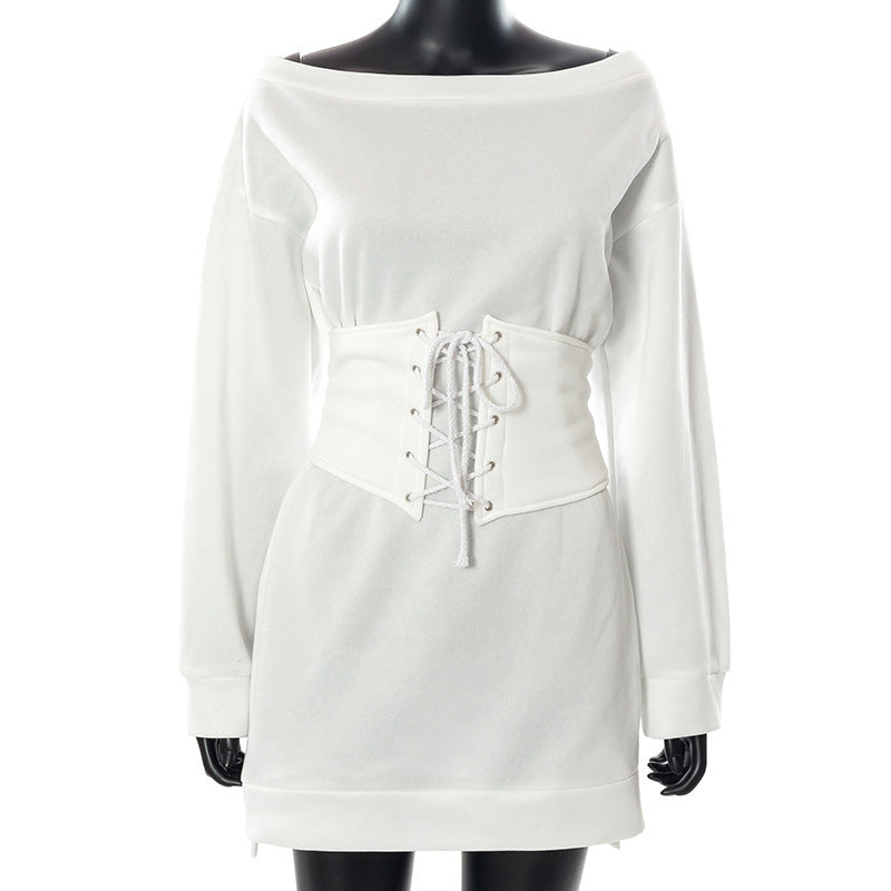 Joy – Long Sleeve Lace-Up Tunic Dress