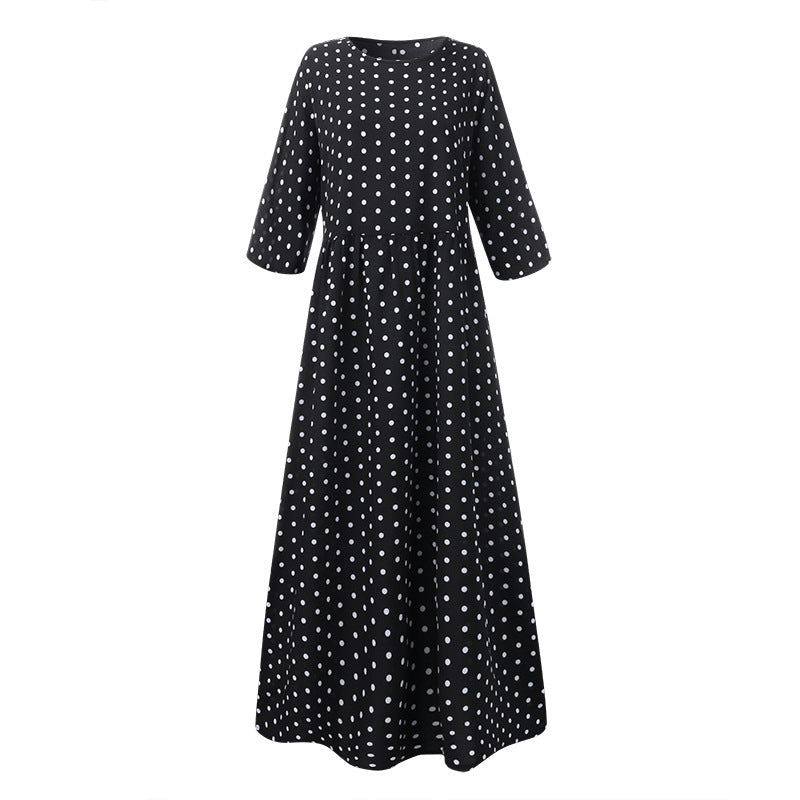 Clara – Elegant Polka Dot Mid Sleeve Women's Tunic Dress