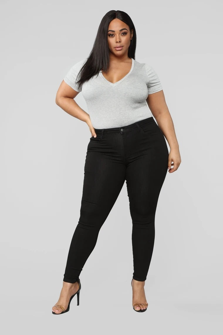Joan – High Stretch Denim Pencil Pants in Plus Size