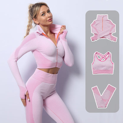 Michelle – Three-Piece Stretch Yoga Fitness Suit