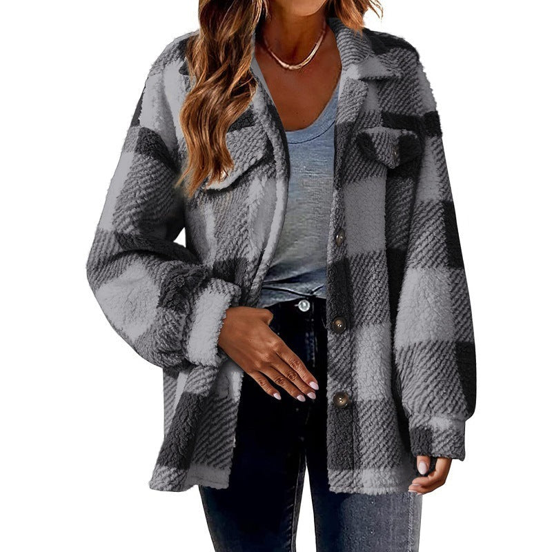 Amy – Plaid Wool Jacket with Pockets