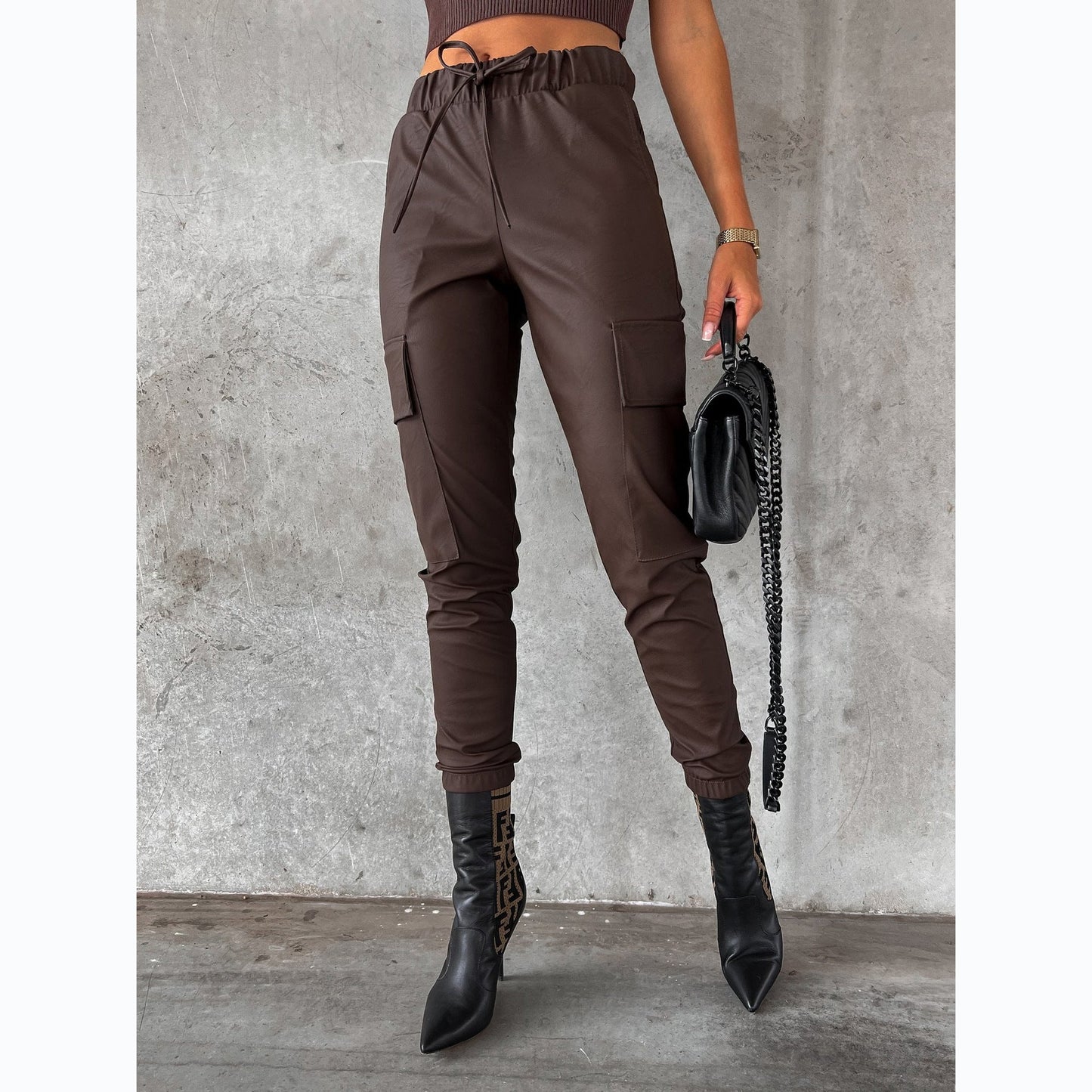 Tracy – Tailored Street Tether Vegan Leather Pants
