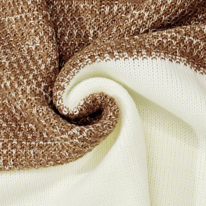 Callum – Casual Color Block Long Sleeve Sweater with Cable Knit