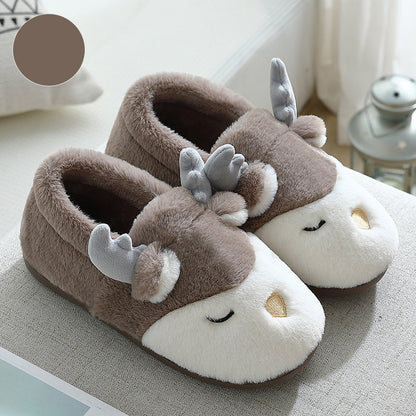 Kelly – Cozy Winter Moose Plush Slippers