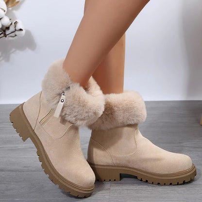 Susan – Warm Plush Boots with Side Zipper