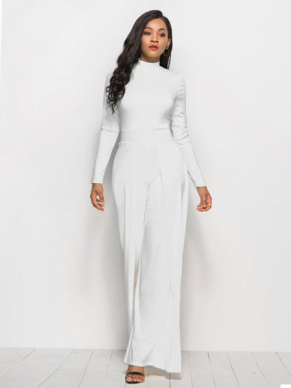 Rebecca – Wide-Leg Jumpsuit with Round Neck and Long Sleeves