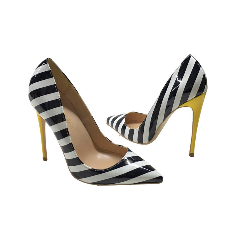 Janet – Striped Women's High Heels with 12CM Stiletto