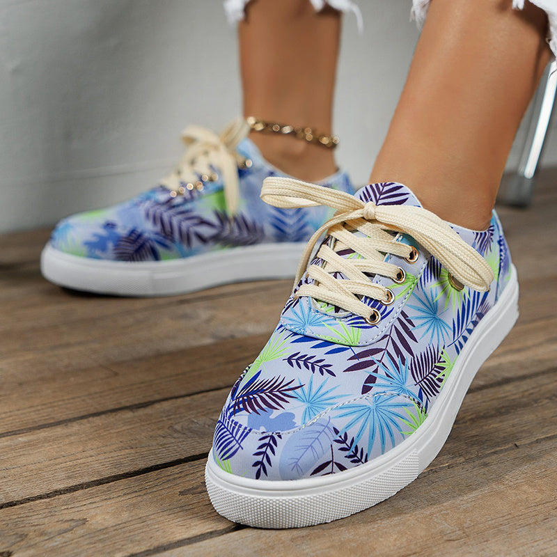 Lynda – Women's Canvas Shoes with Leaf Print