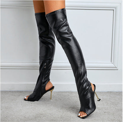 Christine – Fashionable Boots with Square Toe and Side Zipper