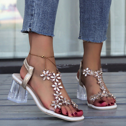 Leah – Transparent High Block Heel Sandals