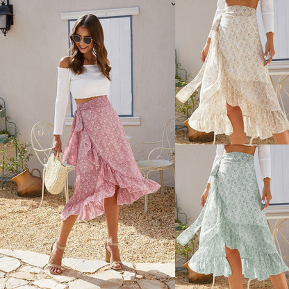Julia – Long Floral Skirt with Ruffle Detail