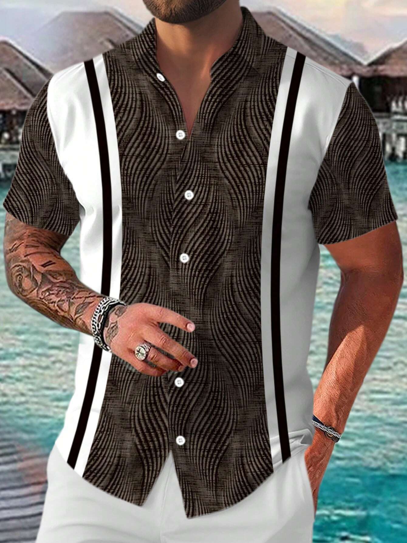 Alex – Casual Geometric Short Sleeve Shirt for Men