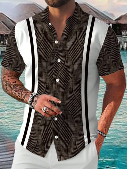 Alex – Casual Geometric Short Sleeve Shirt for Men