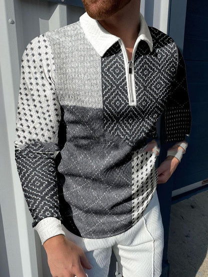 Jonathan – Casual Pullover with Lapel and Digital Print