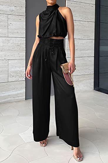 Carly – Fashionable Sleeveless Top and Wide Leg Pants Set