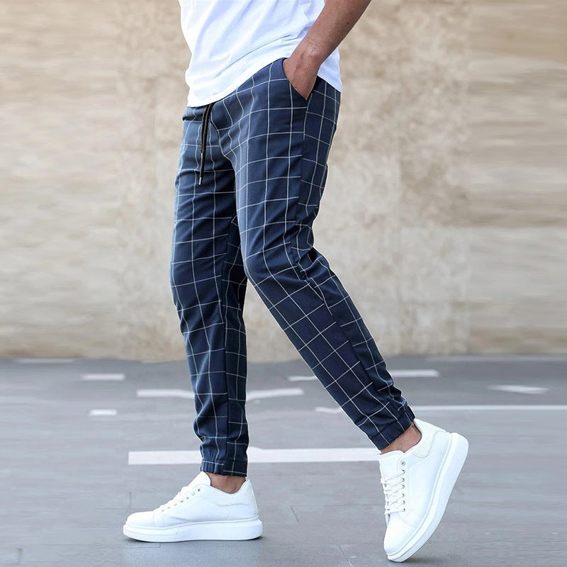Tommy – Casual Checkered Men's Trousers with Drawstring