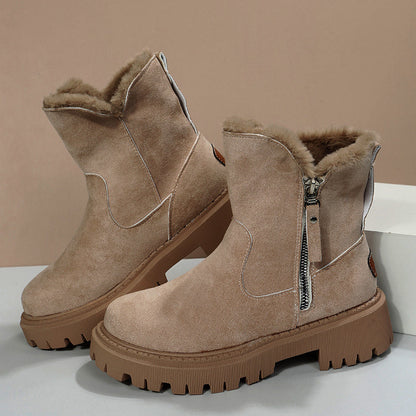 Leah – Thick Plush Snow Boots in Premium Vegan Suede with Non-Slip Sole