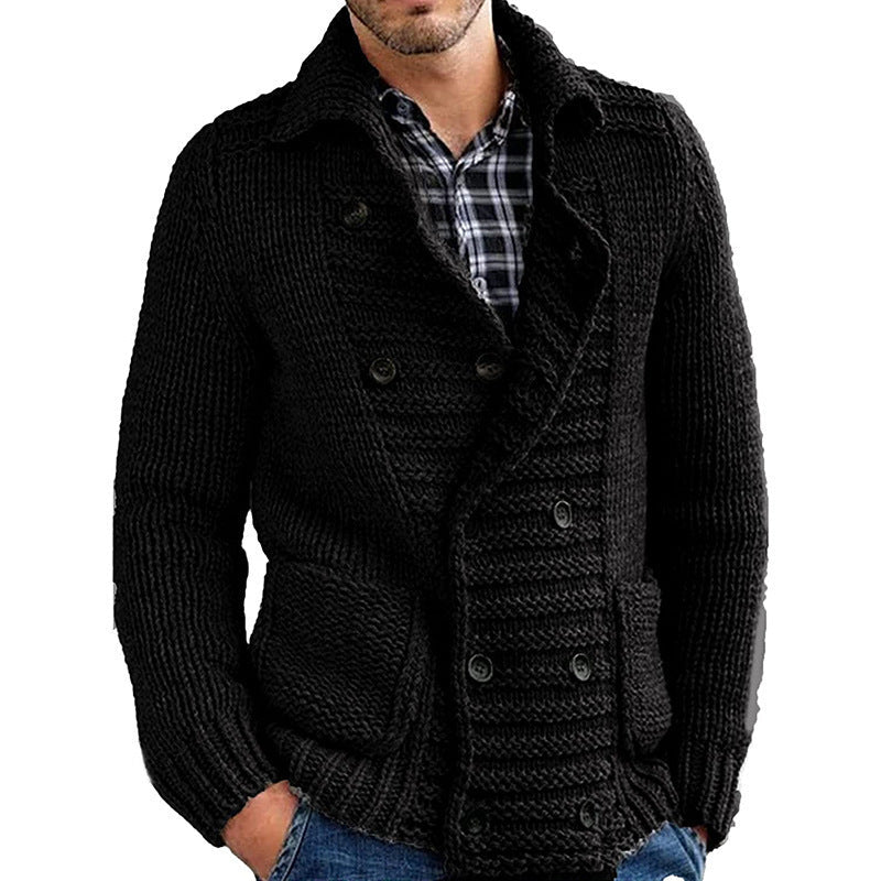 Lionel – Solid Men's Sweater with Lapel and Cardigan Design