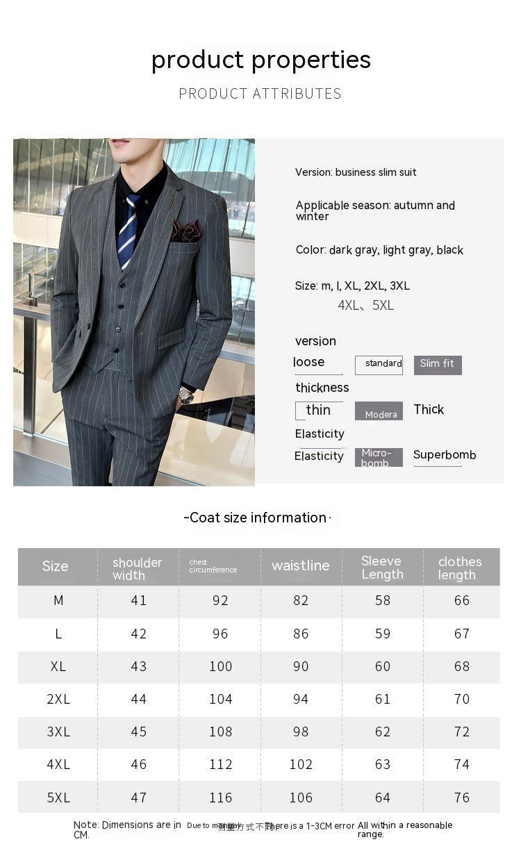 Austin – Striped Three-Piece Men's Suit