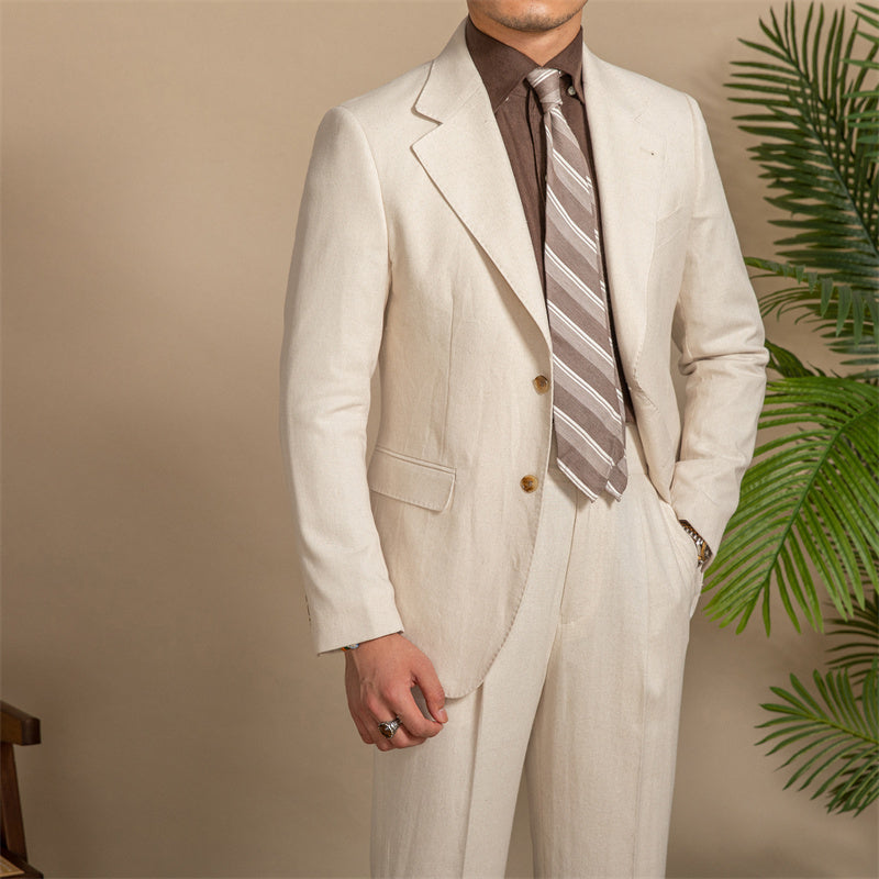 Samuel – Semi-Lined Suit with Hemp Texture