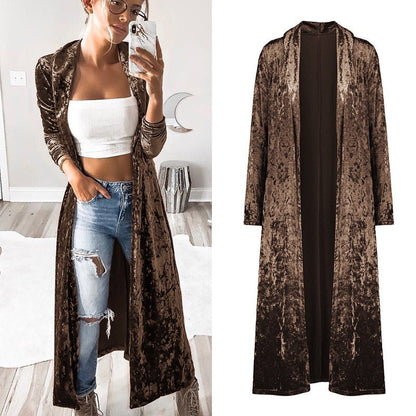 Lydia – Long Velvet Women's Coat for Autumn
