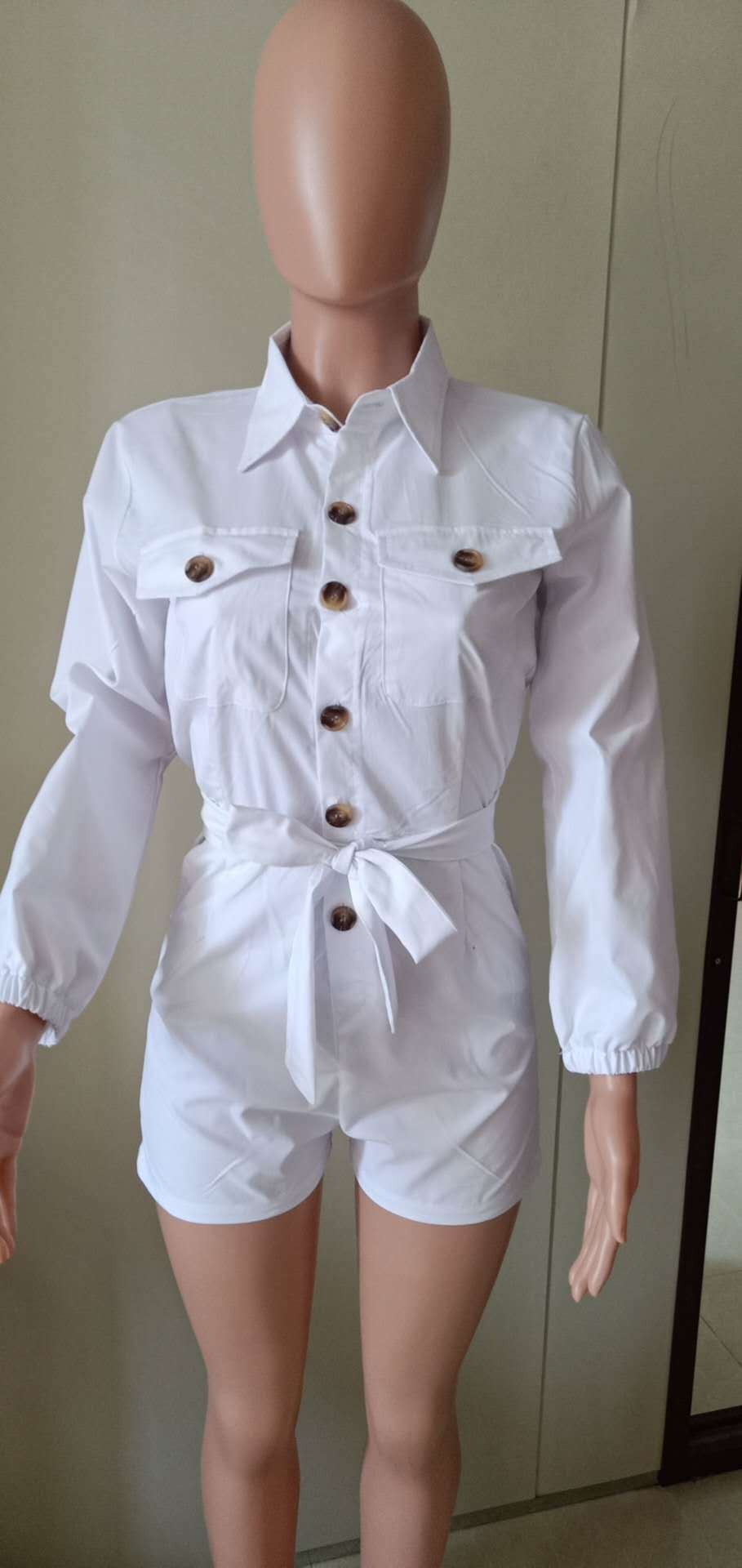 Tanya – Casual Women's Jumpsuit in White Fabric